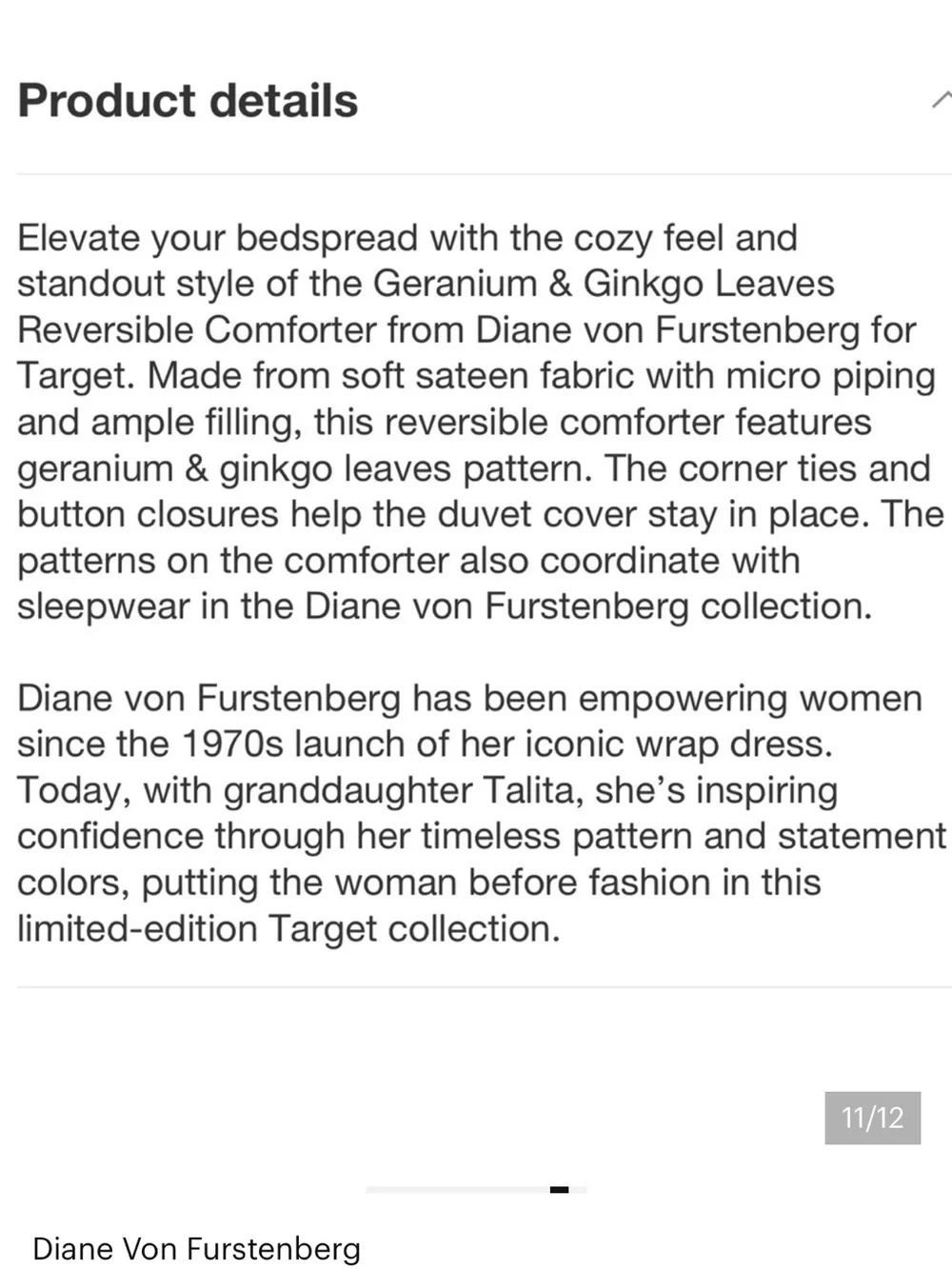 Diane von Furstenberg x Target Geranium & Ginkgo Leaf Reversible Comforter Queen